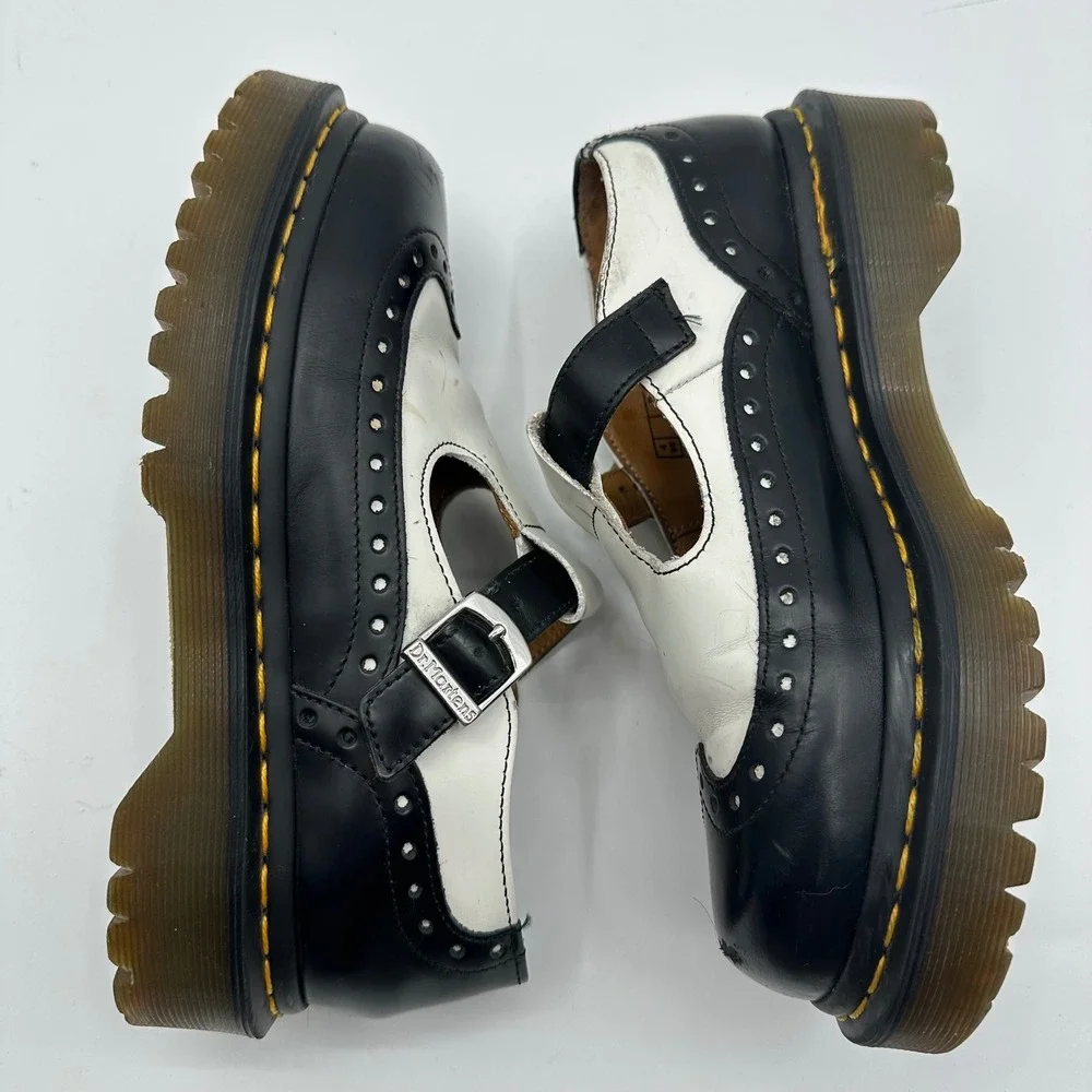 Dr. Martens Demize Black White Wingtip Mary Jane Platform Shoes‎ Womens 6 READ